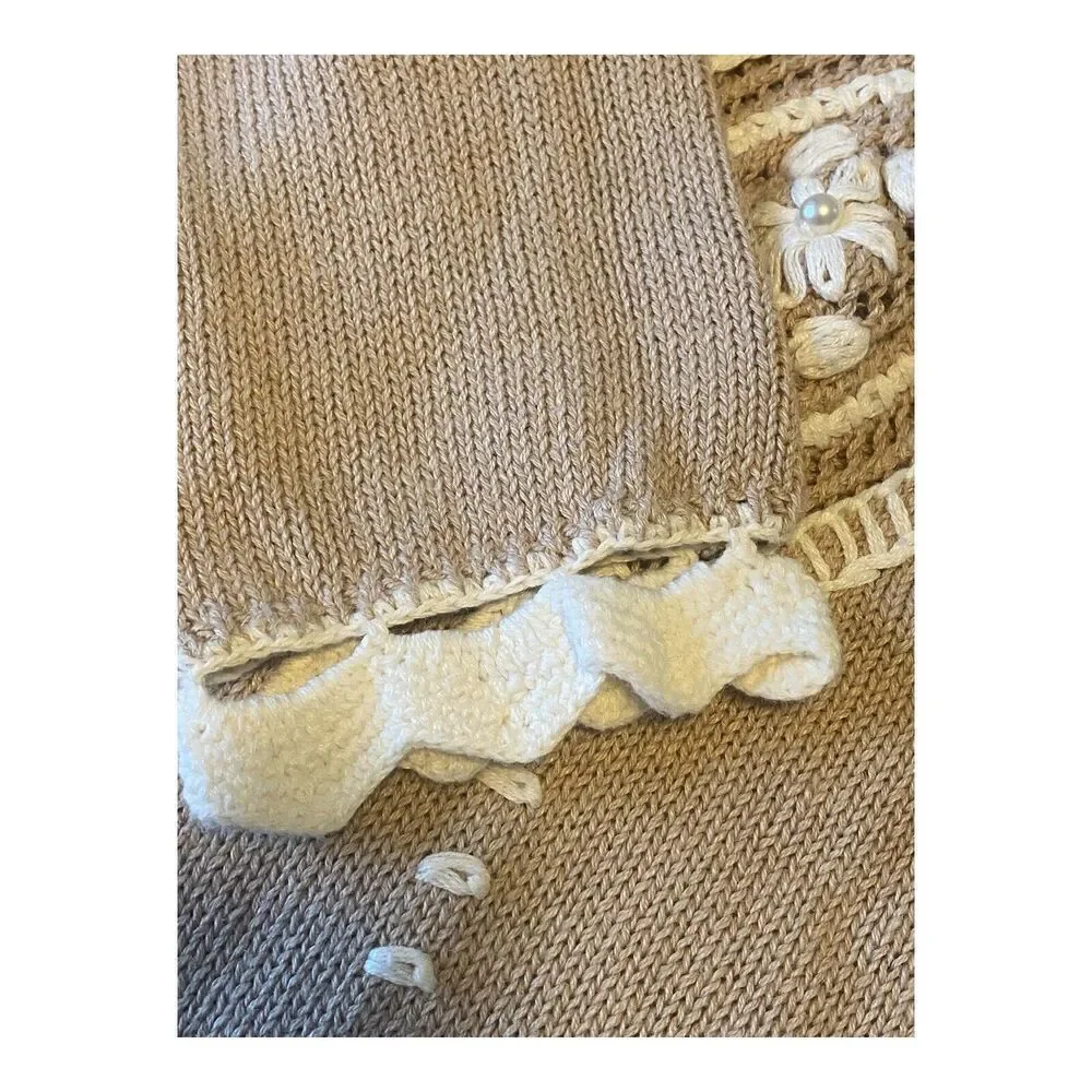 Vintage WORTHINGTON Women's Embroidered Tunic Sweater Large Boho Cottagcore